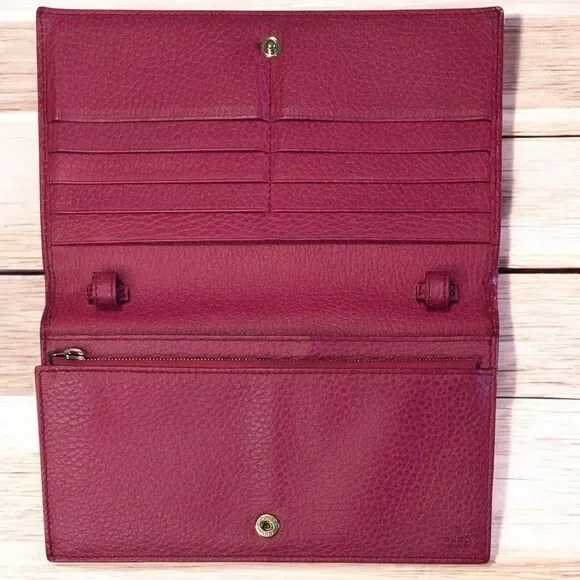 Authentic GUCCI Swing Wallet Continental Crossbody Pink Pebbled Leather Dust Bag - Picture 11 of 15